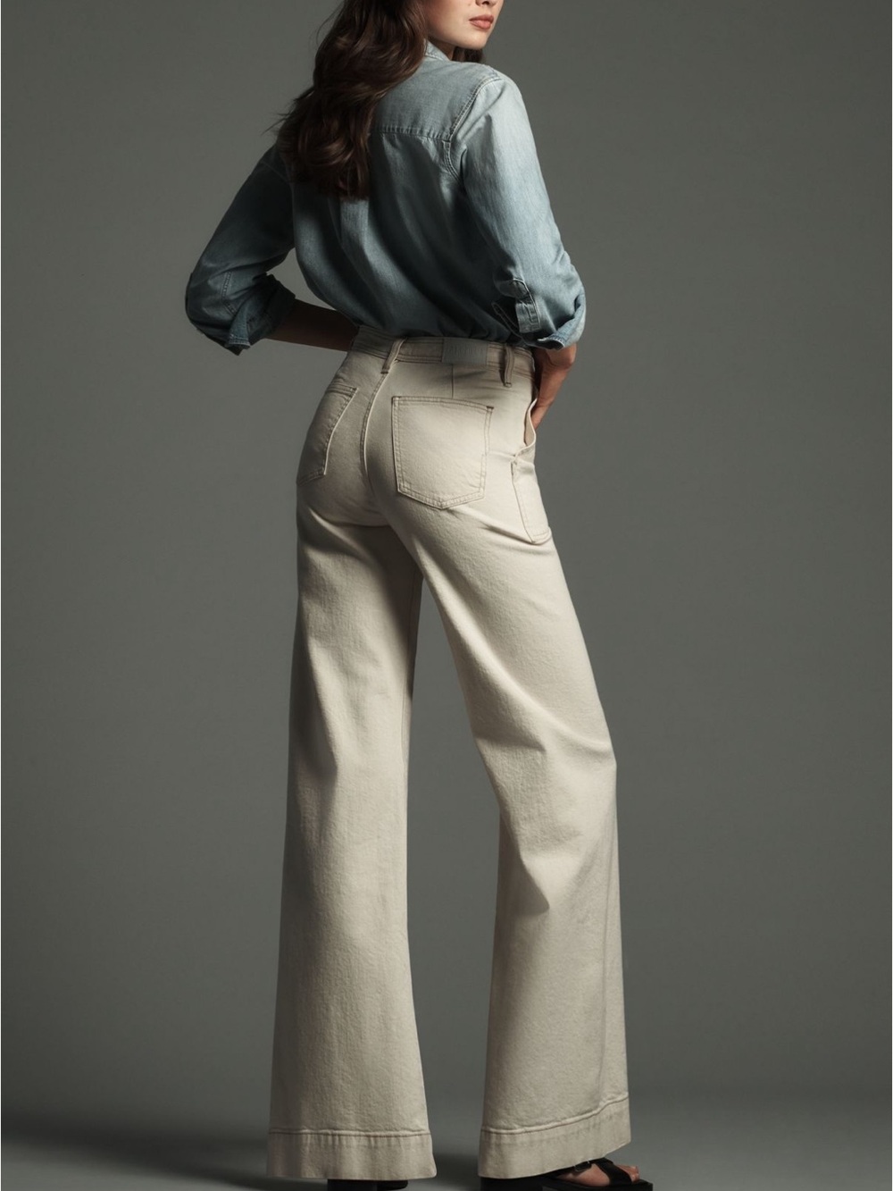 pistola High-Rise Wide-Leg Jeans in Cream - Picture 2 of 4